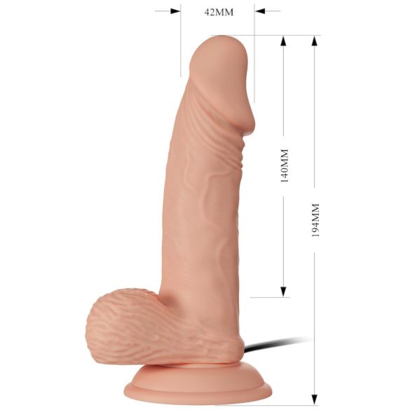 Baile Zebulon - realistisk dildo med pung - vibrator - 19cm - hudfärgad