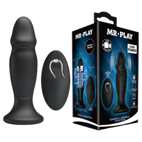 MR. PLAY - analvibrator med fjärrkontroll - uppladdningsbar - svart