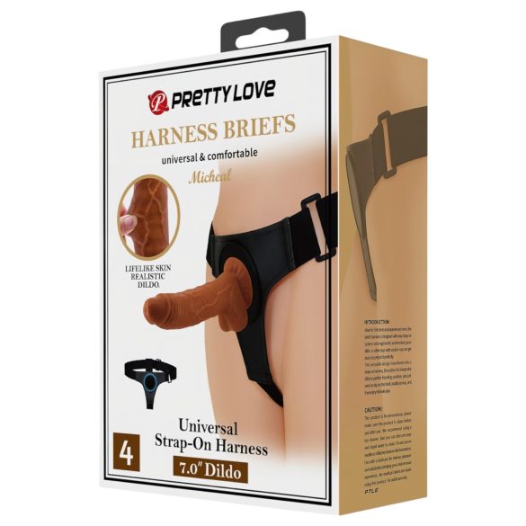 Pretty Love - strap-on sele - med dildo 17 cm - svart