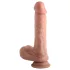 Dual Density - realistisk dildo med sugkopp och kulor - 20 cm (naturfärg)