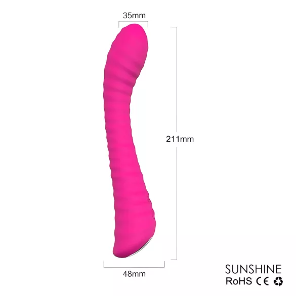 Sex HD Sunshine - G-punktsvibrator uppladdningsbar räfflad silikon rosa