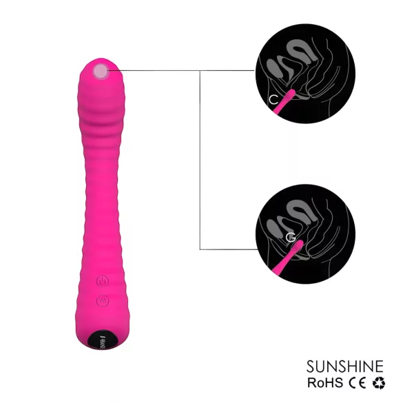 Sex HD Sunshine - G-punktsvibrator uppladdningsbar räfflad silikon rosa