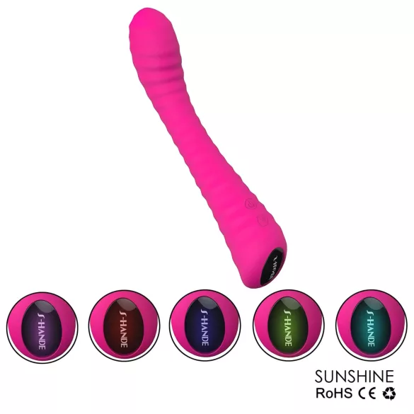 Sex HD Sunshine - G-punktsvibrator uppladdningsbar räfflad silikon rosa