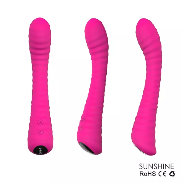 Sex HD Sunshine - G-punktsvibrator uppladdningsbar räfflad silikon rosa