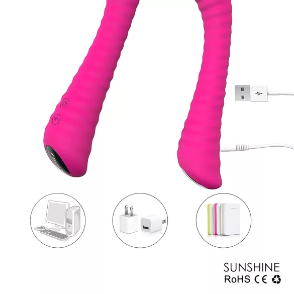 Sex HD Sunshine - G-punktsvibrator uppladdningsbar räfflad silikon rosa