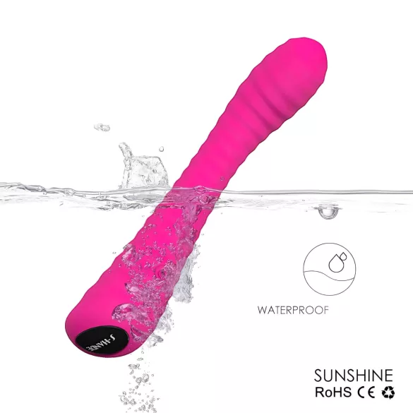 Sex HD Sunshine - G-punktsvibrator uppladdningsbar räfflad silikon rosa