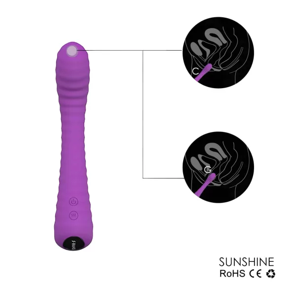 Sex HD Sunshine - G-punktvibrator uppladdningsbar räfflad silikon lila