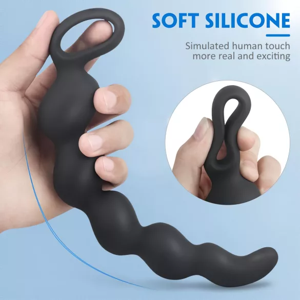Sex HD Steven - pärlformad analdildo (svart)