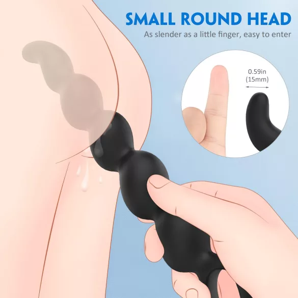 Sex HD Steven - pärlformad analdildo (svart)