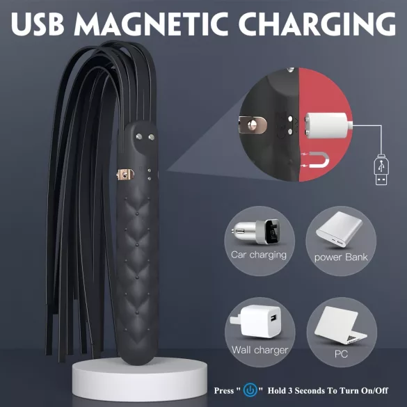 Sex HD Bloody Mary - vibrator och piska - uppladdningsbar vattentät - svart