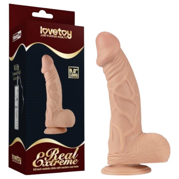 Lovetoy Real Extreme sugkoppsdildo – 23 cm (natur)