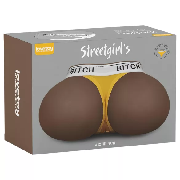 Lovetoy Streetgirl's 12 - vaginatorso och stringtrosa (mörk naturfärg)