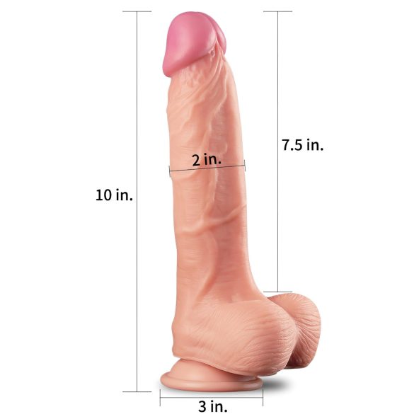 Lovetoy - realistisk dildo med två lager - 25cm - hudfärgad