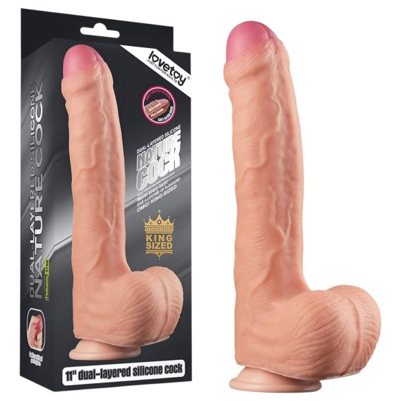 Lovetoy - dildo realistisk tvålagers - naturfärg - 28cm