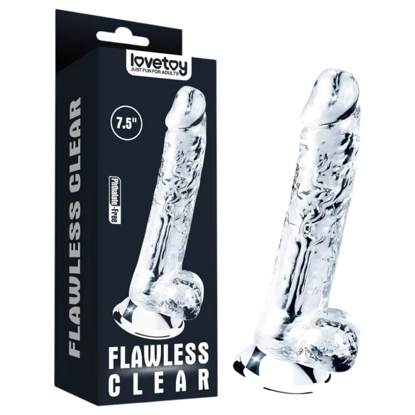 Lovetoy Flawless Clear - dildo med sugkopp - 19 cm - transparent