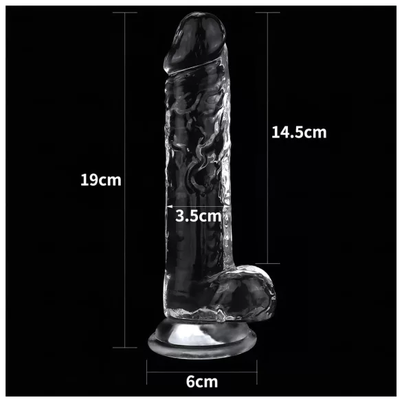 Lovetoy Flawless Clear - dildo med sugkopp - 19 cm - transparent