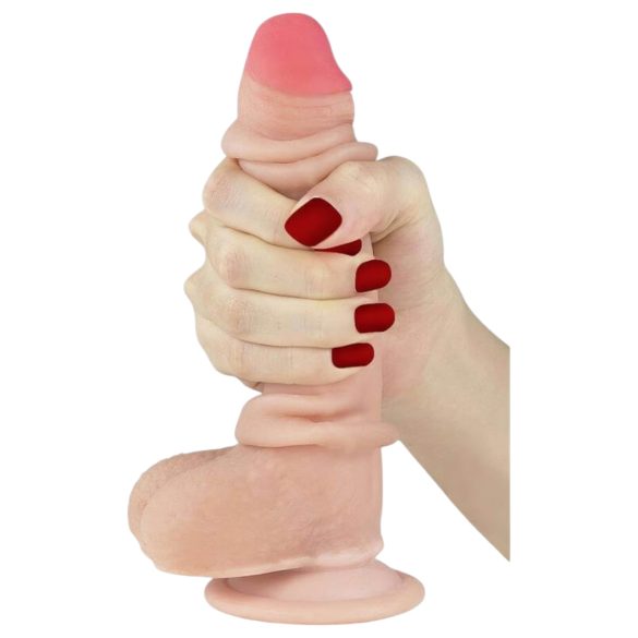 Lovetoy Sliding-Skin - dubbelhuds dildo - 18cm - natur