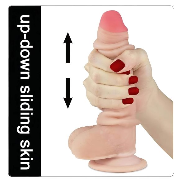 Lovetoy Sliding-Skin - dubbelhuds dildo - 18cm - natur