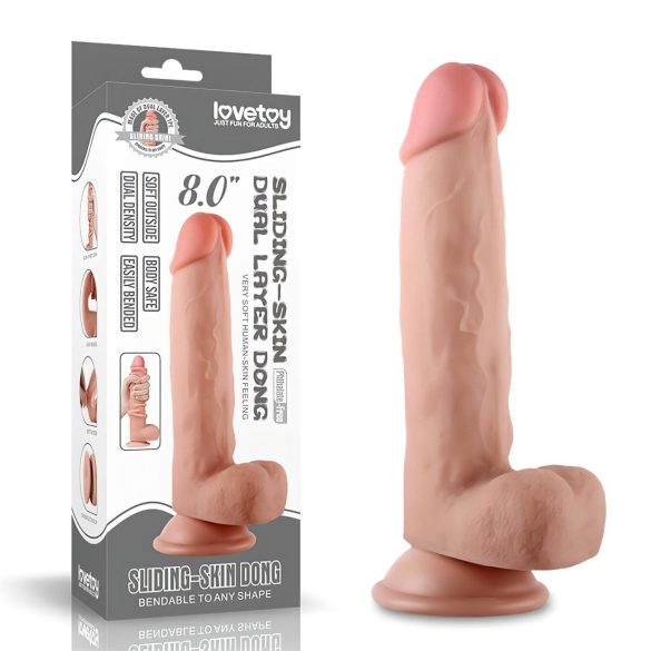 Lovetoy Sliding-Skin - dildo med dubbel lager - 21cm - natur