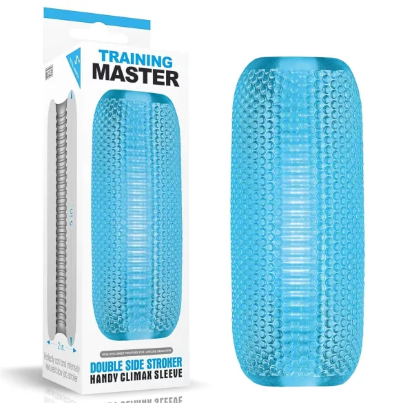 Lovetoy Training Master - dubbelsidig räfflad masturbator (blå)