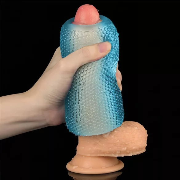 Lovetoy Training Master - dubbelsidig räfflad masturbator (blå)