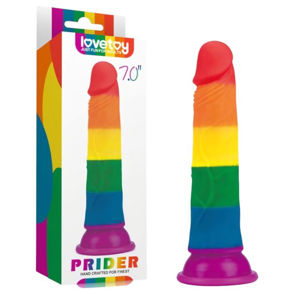 Lovetoy Prider - realistisk dildo - 19 cm - regnbåge