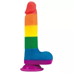   Lovetoy Prider - realistisk dildo med pung - 20 cm - regnbågsfärgad