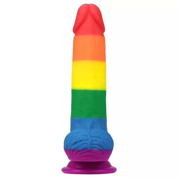 Lovetoy Prider - realistisk dildo med pung - 20 cm - regnbågsfärgad