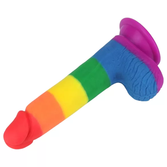 Lovetoy Prider - realistisk dildo med pung - 20 cm - regnbågsfärgad