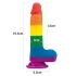Lovetoy Prider - realistisk dildo med pung - 20 cm - regnbågsfärgad