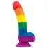 Lovetoy Prider - realistisk dildo - silikon - 19cm regnbågsfärgad