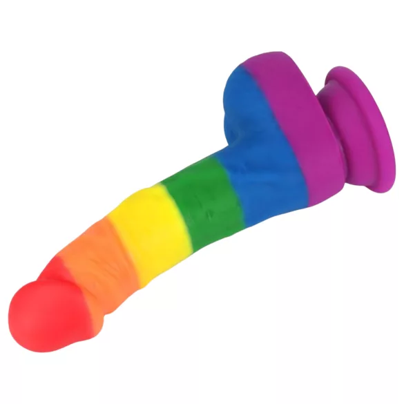 Lovetoy Prider - realistisk dildo - silikon - 19cm regnbågsfärgad