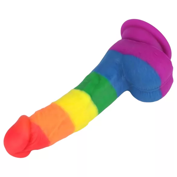 Lovetoy Prider - realistisk dildo - silikon - 19cm regnbågsfärgad