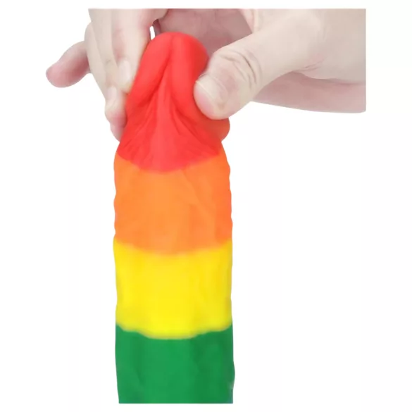 Lovetoy Prider - realistisk dildo - silikon - 19cm regnbågsfärgad