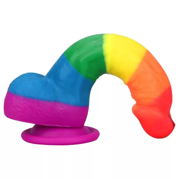 Lovetoy Prider - realistisk dildo - silikon - 19cm regnbågsfärgad
