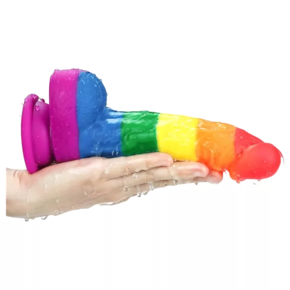 Lovetoy Prider - realistisk dildo - silikon - 19cm regnbågsfärgad