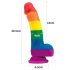 Lovetoy Prider - realistisk silikon dildo 19 cm (regnbåge)