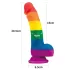 Lovetoy Prider - realistisk dildo - silikon - 19cm regnbågsfärgad