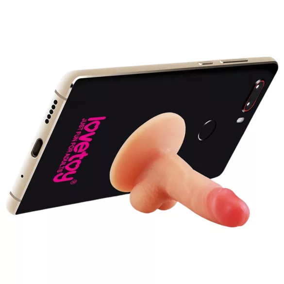 Lovetoy - minidildo med sugkopp - mobilhållare - naturfärg