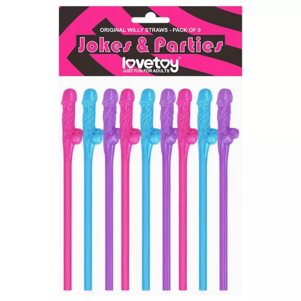 Lovetoy - realistiskt penis sugrör - rosa/blå/lila