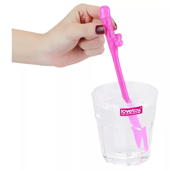 Lovetoy - realistiskt penis sugrör - rosa/blå/lila