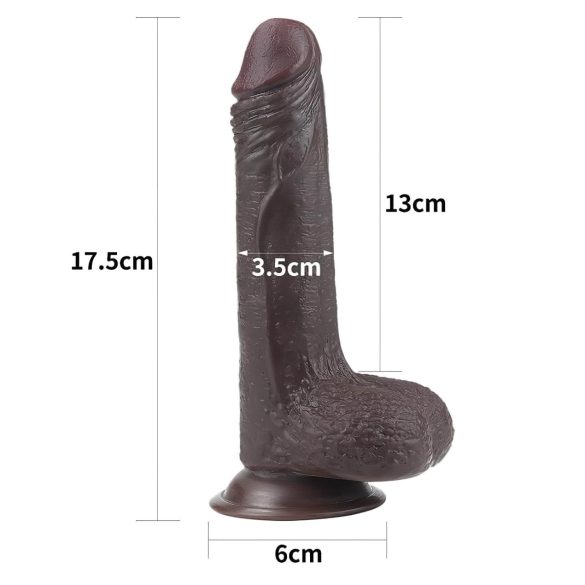 Lovetoy Sliding-Skin - dildo med dubbel lager - 18cm - brun