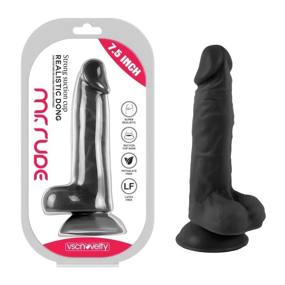 Mr. Rude - realistisk dildo med sugkopp och kulor - 19 cm svart