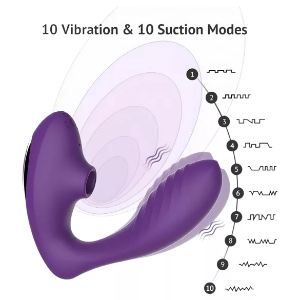 Tracy's Dog 2 - lufttrycksvibrator 2-i-1 - vibrator och sug - lila