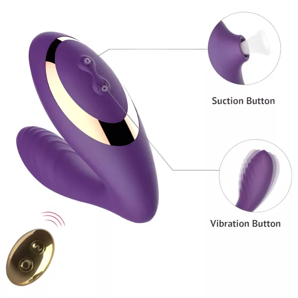 Tracy's Dog 2 - lufttrycksvibrator 2-i-1 - vibrator och sug - lila