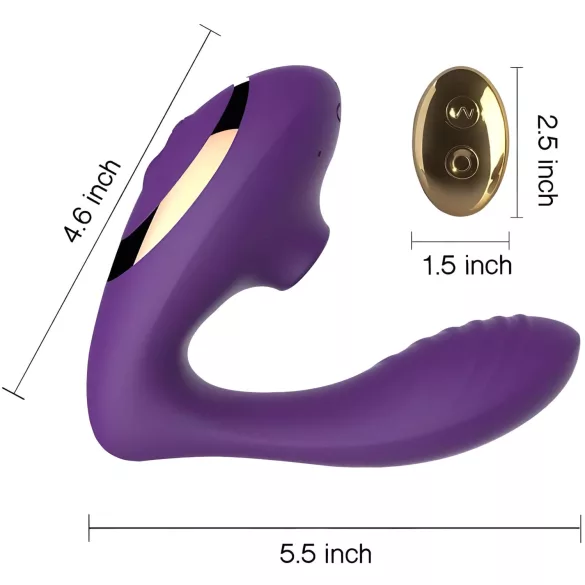 Tracy's Dog 2 - lufttrycksvibrator 2-i-1 - vibrator och sug - lila