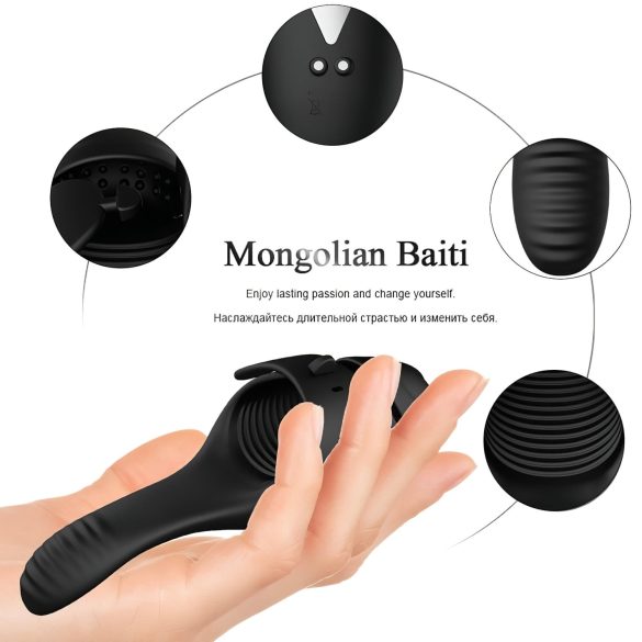 Leopard - vibrator för penis - uppladdningsbar - svart