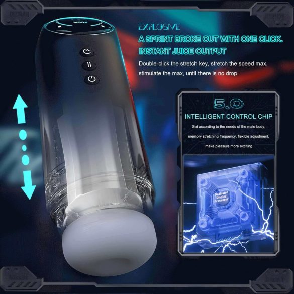 Leopard - upp-ner rörlig sugande-vibrerande masturbator (svart)