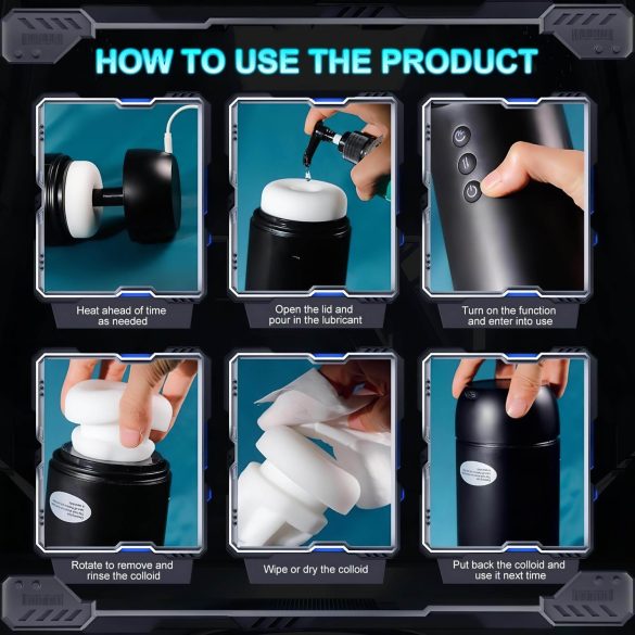 Leopard - upp-ner rörlig sugande-vibrerande masturbator (svart)