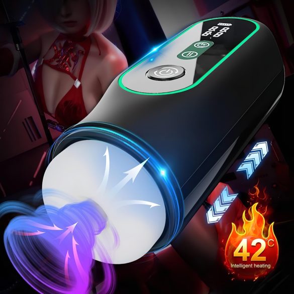 Leopard - Masturbator vibratorisk upp-och-ner rörelse - svart